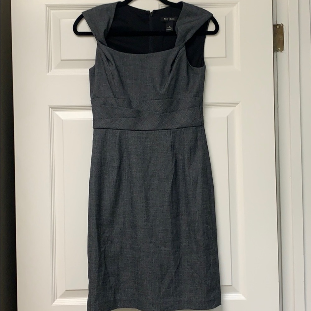 While House Black Market Sleeveless Grey Zip Dress